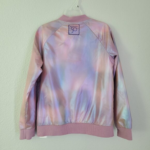 Disney World 50th Anniversary Pink Iridescent Bomber Jacket Kids M - Picture 3 of 12